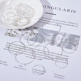 Brass Wine Glass Charm Rings Hoop Earrings, Silver, 160pcs/set