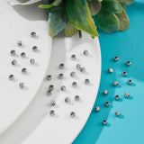 120Pcs 3 Style 201 Stainless Steel Beads, Round with Twill Pattern, Stainless Steel Color, 3x2.5mm, Hole: 1.5mm, 40pcs/style