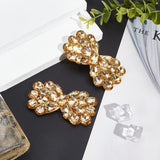 2Pcs Alloy Rhinestone Shoe Decorations, Detachable Shoe Buckle Clips, Bowknot, Light Topaz, 45x84x12.5mm