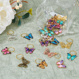 Butterfly Alloy Enamel Dreadlocks Beads, Braiding Hair Pendants Decoration Clips, Mixed Color, 2.8~45cm, 50pcs/set