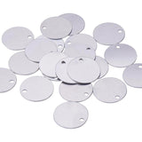 Aluminum Blank Pendants, Flat Round, Platinum, 30x1.3mm, Hole: 3.5mm, 30pcs/box