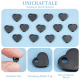 40Pcs 304 Stainless Steel Charms, Stamping Blank Tag, Heart, Electrophoresis Black, 5x6x1mm, Hole: 1mm