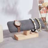 Bamboo Faux Suede T-Bar Bracelet Display Stands, Jewelry Organizer Holder for Watch, Bracelet, Gray, 19.5x5x8.9cm
