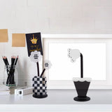 5 Sets 5 Style Black & White Leaf & Flower Acrylic Memo Holder, Creative Vase Shape Photo Holder, Mixed Patterns, 55~91x55x165~176mm, 1 set/style