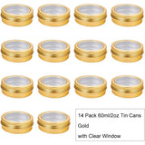 Round Aluminium Tin Cans, Aluminium Jar, Storage Containers for Jewelry Beads, Candies, with Screw Top Lid and Clear Window, Golden, 7.05x2.5cm, capacity: about 60ml