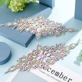 Flower Glitter Glass Hotfix Rhinestone, for DIY Wedding Dress, Bridal Belt, Shoes, Garment Decoration, Crystal AB, 240x95x5.5mm