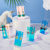 Custom Acrylic Slant Back Earring Display Stands, Jewelry Holder for Single Pair Dangle Earring Showing, Rectangle, Colorful, 3.6x4.45x8.05cm