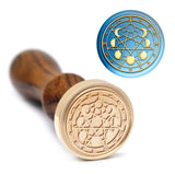 Brass Wax Seal Stamp with Handle, for DIY Scrapbooking, Moon Phase Pattern, 89x30mm