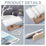 PU Imitation Leather Bracelet Display Stands, Jewelry Organizer Holder for Bangle Bracelet Watch Storage, with Wooden Base, White, 19.3x5x8.6cm