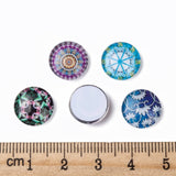 Printed Glass Flat Round Cabochons, Mixed Color, 12x4mm