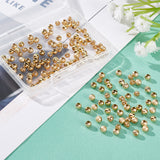 160Pcs 4 Style Long-Lasting Plated Brass Beads, Round, Real 24K Gold Plated, 4x3.5~4mm, Hole: 1.2~1.6mm, 40pcs/style