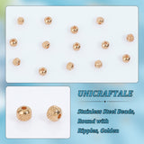 304 Stainless Steel Beads, Round with Ripples, Golden, 6x5mm, Hole: 1.5mm, 30pcs/box