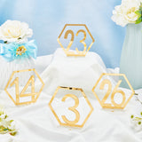 40Pcs Acrylic Display Holder Sets, Hexagon with Number1~40, Gold, 9.7~11x10.2x0.15~0.2cm, 1pc/number