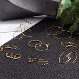 DIY Brass Earring Findings, with Earring Hooks, Hoop Earrings Findings, Ear Wires, Leverback Earring Findings and Plastic Box, Golden, 7.4x7.3x2.5cm, about 160pcs/box