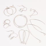 Brass Earring Findings,  Hooks Earrings & Hoop Earrings & Leverback Earrings, Platinum, 74x73x25mm, 160pcs/box