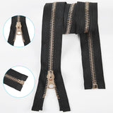 Nylon Garment Accessories, Zip-fastener Component Sets, Nylon and Brass Zipper & Alloy Zipper Puller, Black, Light Gold, 710~735x38x3mm