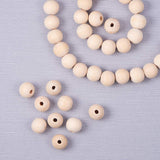 Unfinished Wood Beads, Natural Wooden Loose Beads Spacer Beads, Lead Free, Round, Moccasin, 12mm, Hole: 2.5~4.5mm, 50pcs/box