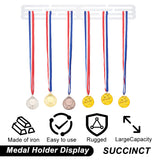 Iron Wall Mounted Medal Holders, Medal Display Hanger Rack, 3 Lines, with Screws, White, 17pcs/set