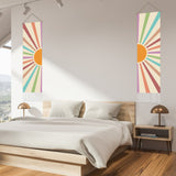 Polyester Decorative Wall Tapestrys, for Home Decoration, with Wood Bar, Rope, Rectangle, Sun Pattern, 1300x330mm, 2pcs/set