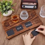 8-Hole Pinewood Wine Glass Organizer Holder, Goblet Serving Tray Rack, with Square Wood Sheet, Rectangle, Saddle Brown, 19x33x1.9cm, Inner Diameter: 5.8cm and 5.8x5.05cm
