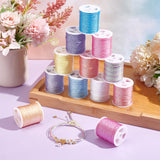 12 Rolls 12 Colors Polyester Sewing Thread, 9-Ply Polyester Cord for Jewelry Making, Mixed Color, 0.6mm, about 18.59 Yards(17m)/Roll, 1 roll/color