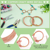 Copper Craft Wire, Twisted Round, Raw(Unplated), 22 Gauge, 0.6mm, about 19.69 Feet(6m)/Bundle