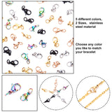 60PCS 2 Sizes Vacuum Plating 304 Stainless Steel Lobster Claw Clasps, With Jump Ring, Mixed Color, 30pcs/size