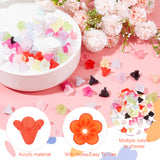 360Pcs 12 Colors Frosted Acrylic Bead Caps, 5-Petal Flower, Mixed Color, 10x13.5mm, Hole: 1.8mm, 30pcs/color