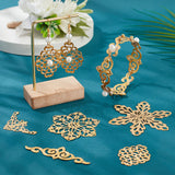5 Style Iron Filigree Joiners Links, Hollow, Snowflake/Flower/Triangle, Golden, 22~55x30~65x0.5~1mm, 96pcs/box
