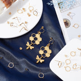 20Pcs Brass Stud Earring Findings, with 20Pcs Brass Ear Nuts, Open Ring with Loop, Golden, 12.5x10mm, Hole: 1.4mm, Pin: 0.7mm