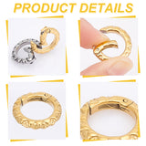 2Pcs 2 Colors Ion Plating (IP) 304 Stainless Steel Spring Gate Rings, O Rings, Antique Silver & Golden, 18x3.5mm, Inner Diameter: 12mm
