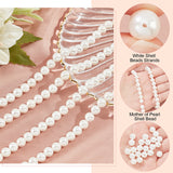 Natural White Shell Beads Strands, Mother of Pearl Shell Bead, Round, Antique White, 8mm, Hole: 0.9mm, about 51pcs/strand, 15.55''(39.5cm)