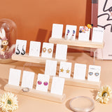 4Pcs Wooden Jewelry Display Card Stands, Earring Display Card Holder with 16Pcs Plastic Display Cards, BurlyWood, 20x3.3x6.3cm