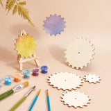 15Pcs Gear Unfinish Wooden Pieces, with 3Pcs Rubber Band, for Crafts DIY Painting Supplies, Linen, Wooden Pieces: 15pcs