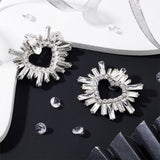 Alloy Crystal Rhinestone Shoe Decoration, Detachable Shoe Buckle Clips, with Iron Findings, Heart, Crystal, 55x62x10mm, 1 pair/box