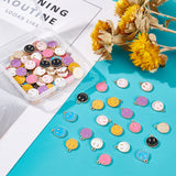 98Pcs 7 Colors Light Gold Alloy Enamel Charms, Cadmium Free & Lead Free, Flat Round with Smile, Mixed Color, 14.5x12x1.5mm, Hole: 1.5mm, 14pcs/color