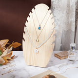 Wood Slant Back Necklace Display Stands, Pendant Necklace Organizer Holder for 5 Necklaces, Blanched Almond, 9x17.5x32.5cm