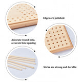 1Pc Wood Crochet Blocking Boards, Knitting Loom, with 20Pcs Round Wooden Sticks, BurlyWood, Board: 33x32.5x1.75cm, Hole: 6mm, Sticks: 15x0.6cm