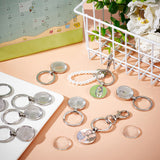 DIY Blank Dome Keychain Making Kit, Including Alloy Keychain Cabochon Settings, Glass Cabochons, Platinum, 40Pcs/box