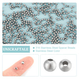 316 Surgical Stainless Steel Spacer Beads, Round, Stainless Steel Color, 3mm, Hole: 1mm, 500pcs