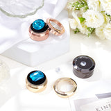 3Pcs 3 Colors Alloy & Stainless Steel Loose Diamond Boxes, Flat Round with Clear Glass Window and Sponge Inside, for Jewelry Cabochons Displays, Mixed Color, 3.2~3.25x1.6~1.65cm, 1pc/color