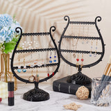 3-Tier PP Plastic Earring Display Stands, Tabletop Dangle Earring Organizer Holder, Wine Glass Shape, Black, Finished Product: 10.5x20.7x27cm, about 2pcs/set