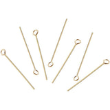 Brass Eye Pin, Long-Lasting Plated, Real 18K Gold Plated, 45mm, Hole: 2mm, Pin: 0.7mm, 100pcs/set