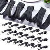 Garment Accessories, Zip-fastener Component Sets, #3 Nylon Zipper & Iron Zipper Puller, Black, 1000x2.5x0.2cm, 1stand, Head: 27mm, 20pcs