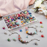 120Pcs 4 Style Resin & Acrylic European Beads, Large Hole Beads, with Silver Color Plated Brass Double Cores, Rondelle, Mixed Color, 13.5~14x8.5~10mm, 30pcs/style