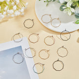 30Pcs 5 Colors Ion Plating(IP) 316 Surgical Stainless Steel Hoop Earrings Findings, Wine Glass Charms Findings, Octagon, Mixed Color, 25x26.5x0.7mm, 6pcs/color