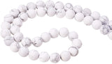 Frosted Natural Howlite Bead Strands, Round, 8mm, Hole: 1mm, about 44pcs/strand, 14.96 inch, 1strand/set