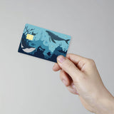 PVC Plastic Waterproof Card Stickers, Self-adhesion Card Skin for Bank Card Decor, Rectangle, Whale, 186.3x137.3mm