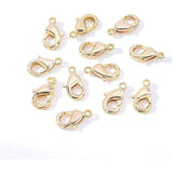 Brass Lobster Claw Clasps, Nickel Free, Real 18K Gold Plated, 12x7x2.5mm, Hole: 1mm, 30pcs/box