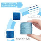 4 Roll 4 Color Nylon Thread, Nylon String Jewelry Bead Cord for Custom Woven Jewelry Making, Mixed Color, 0.8mm, about 49.21 yards(45m)/roll, 1pc/color